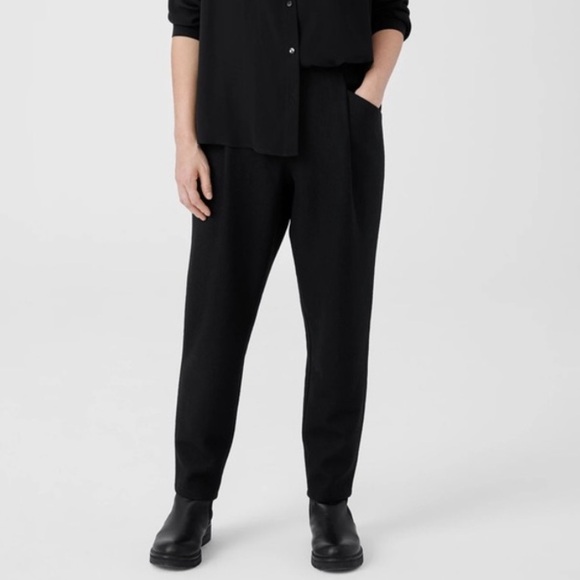 NWT Eileen Fisher Boiled Wool Jersey Carrot Pant Black M - Picture 6 of 16